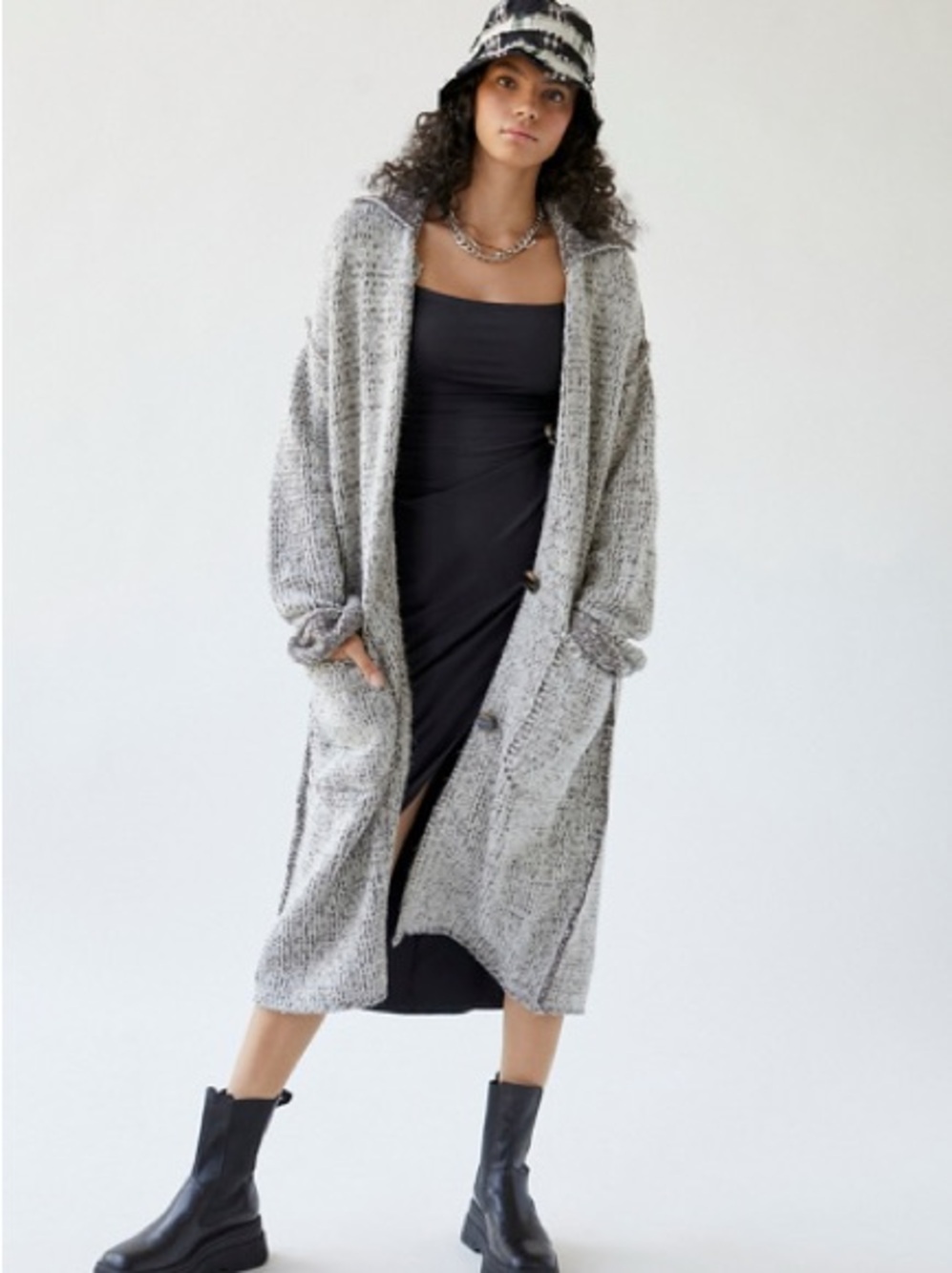 BDG Oversized Gray Maxi Cardigan